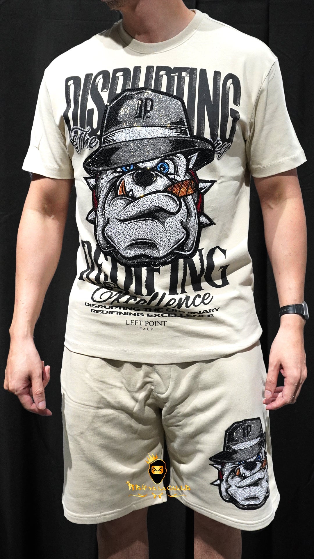 Conjunto Left Point Beige Pedrería Brillante Bulldog Mi tienda