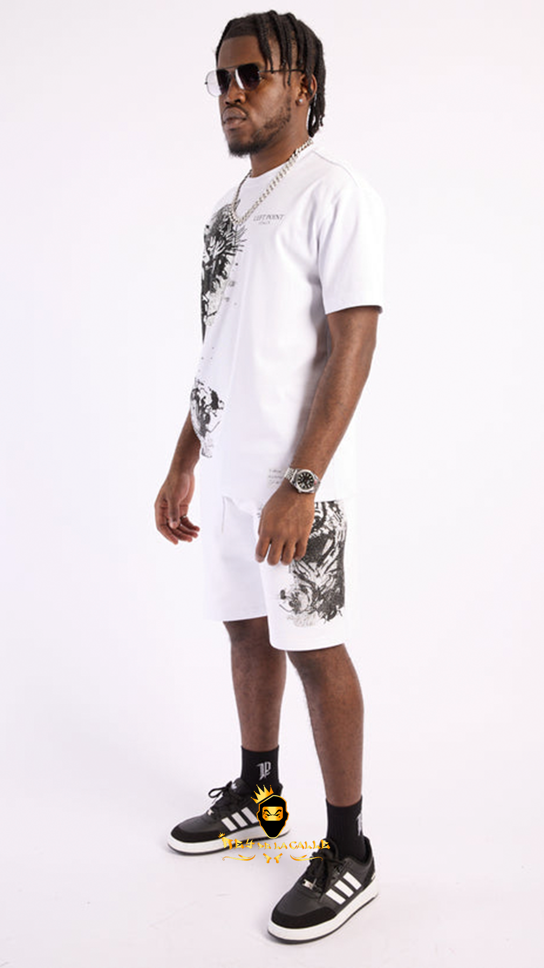 Conjunto de Lujo Urbano Blanco Left Point: Tigre de Diamantes y Oro