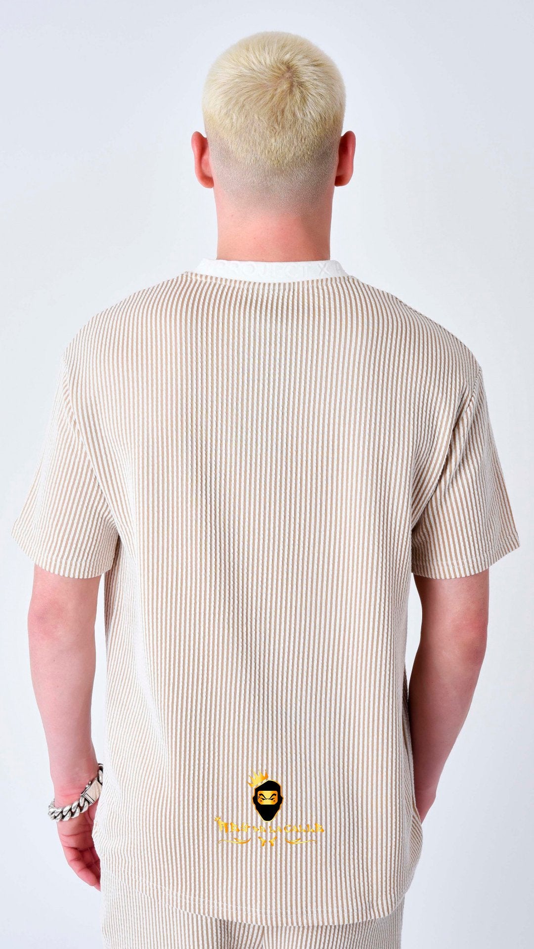 Conjunto, Camiseta O Pantalón Corto Project X París Beige Lineal Verticales - Rey De La Calle