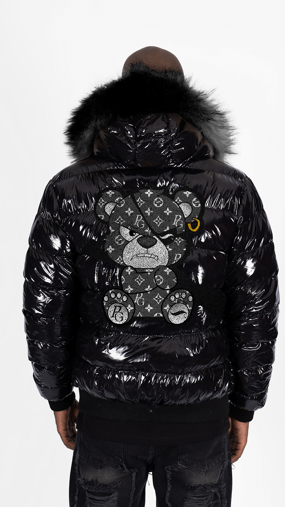 Chaqueta Pirate Gang París Negra Pedrería Brillante Oso Negro Mi tienda