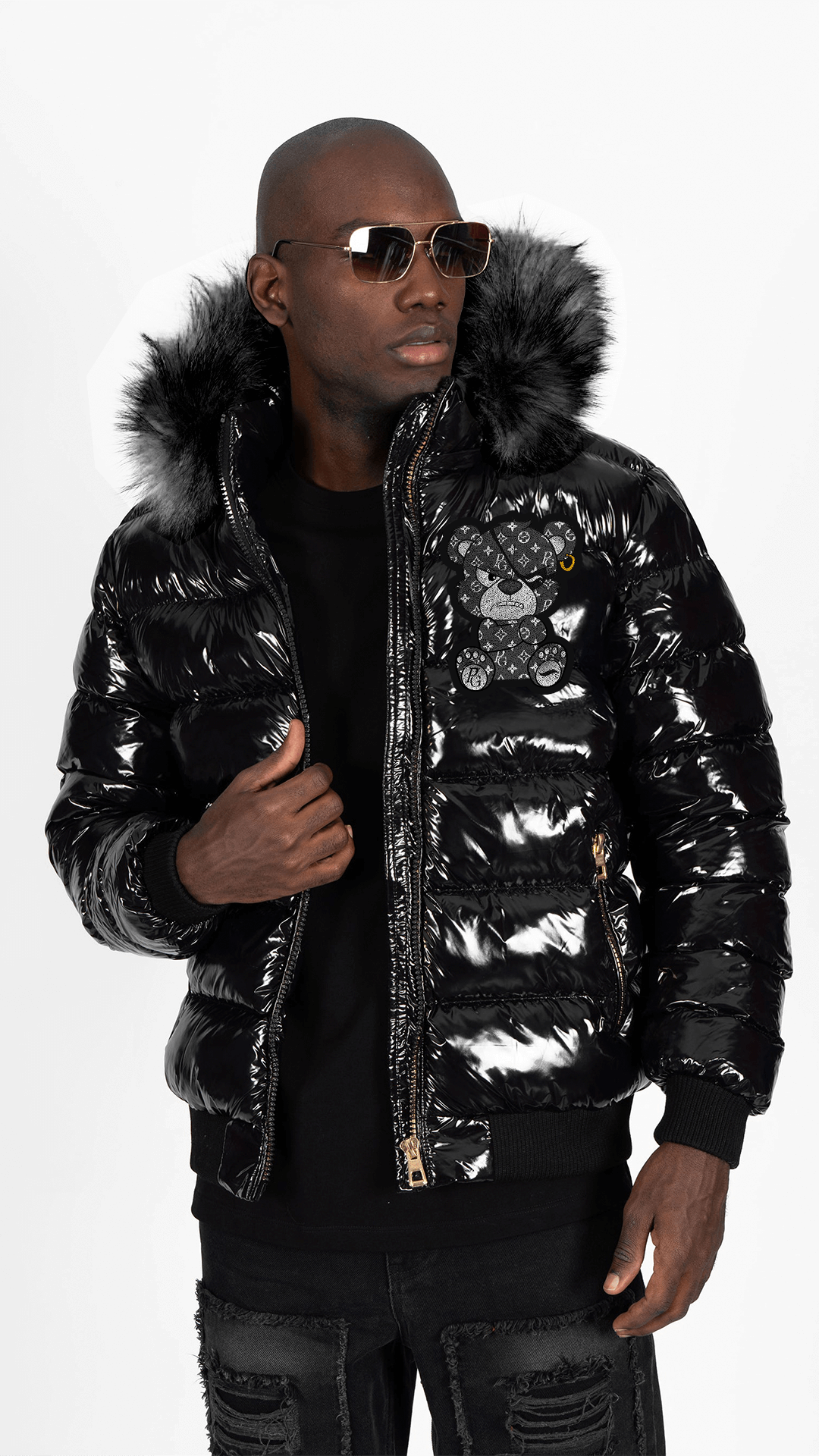 Chaqueta Pirate Gang París Negra Pedrería Brillante Oso Negro Mi tienda
