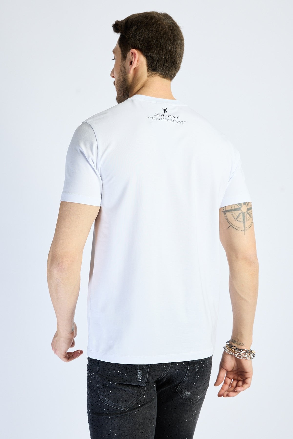 Camiseta Left Point Blanca Pedrería Brillante Conejo 23 - Rey De La Calle