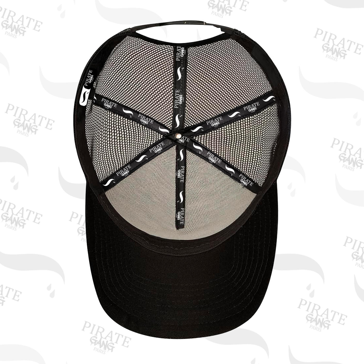 Gorra Pirate Gang Paris Negra Pedreria Brillante Oso Rosa - Rey De La Calle