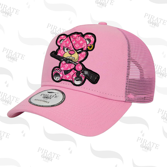 Gorra Pirate Gang Paris Rosa Pedreria Brillante Oso Rosa Ak47 - Rey De La Calle