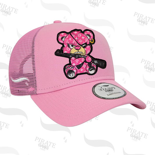 Gorra Pirate Gang Paris Rosa Pedreria Brillante Oso Rosa Ak47 - Rey De La Calle