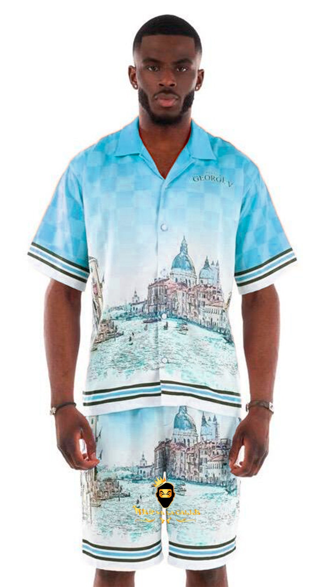 Camisa Satin Avenue George V Paris Pintura Ciudad Celeste Rey De La Calle