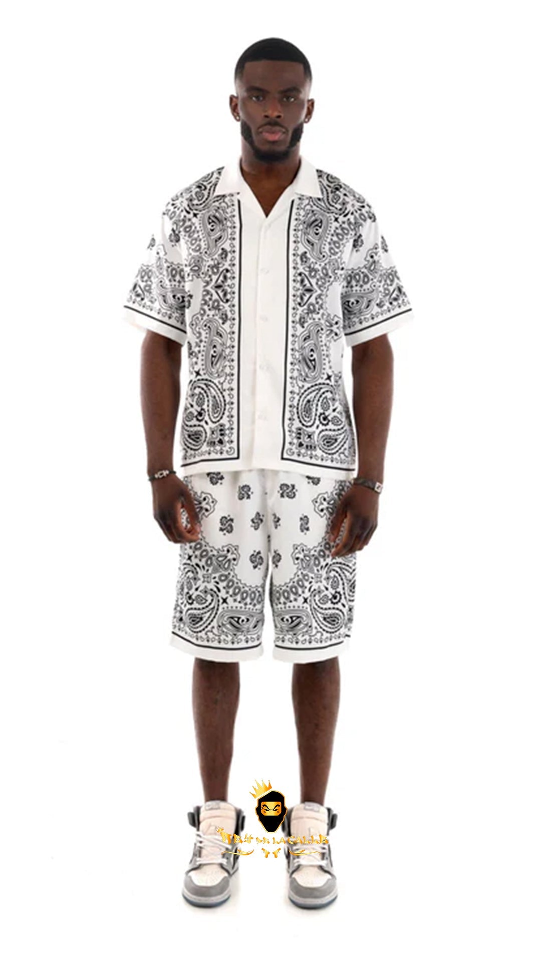 Camisa Satin Avenue George V Paris Blanca y Negra Rey De La Calle