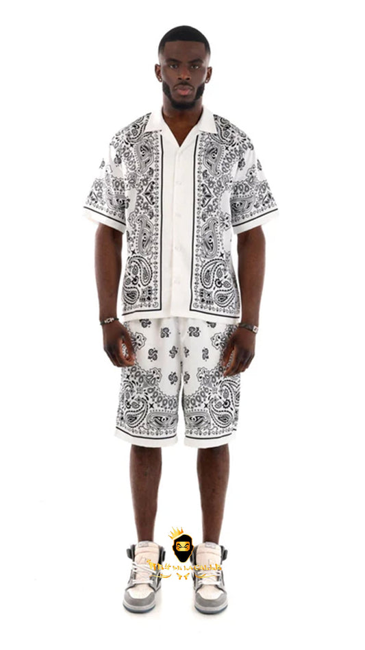 Camisa Satin Avenue George V Paris Blanca y Negra Rey De La Calle