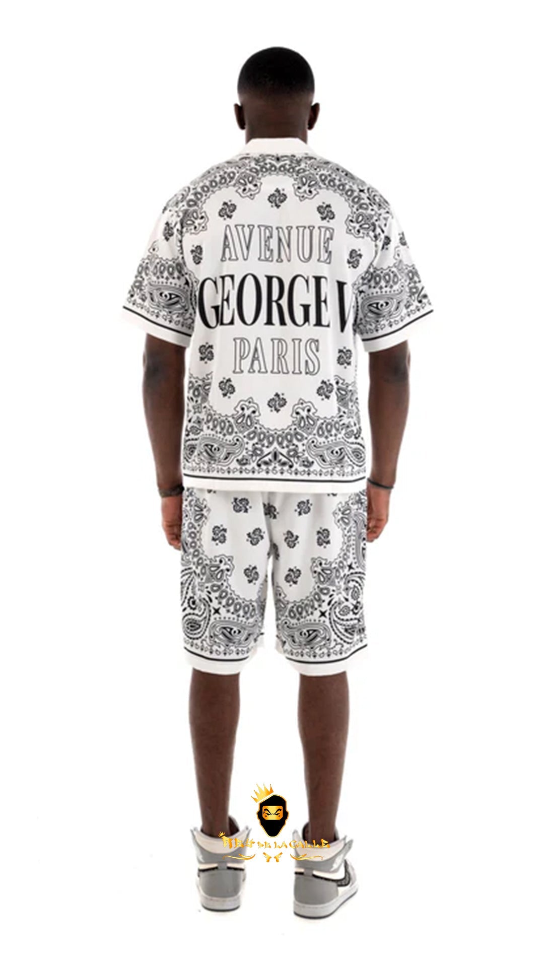 Camisa Satin Avenue George V Paris Blanca y Negra Rey De La Calle