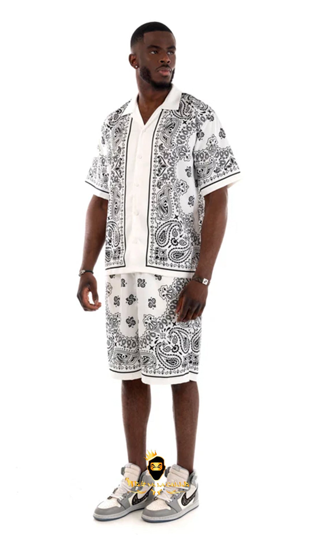 Camisa Satin Avenue George V Paris Blanca y Negra Rey De La Calle