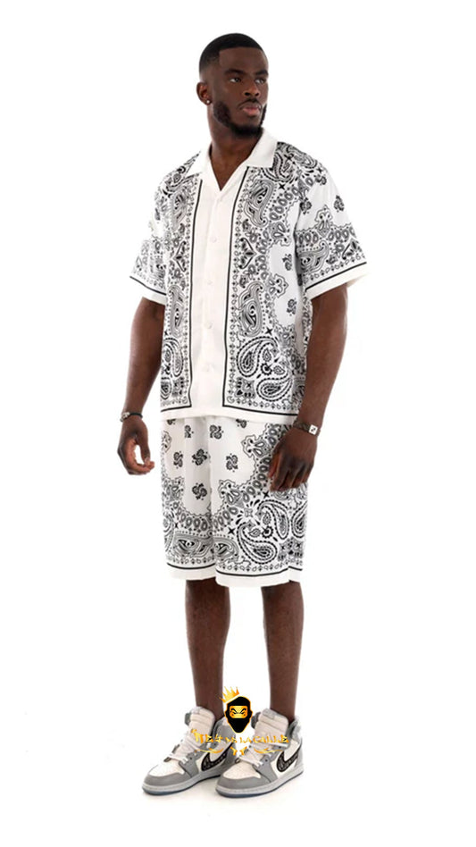 Camisa Satin Avenue George V Paris Blanca y Negra Rey De La Calle