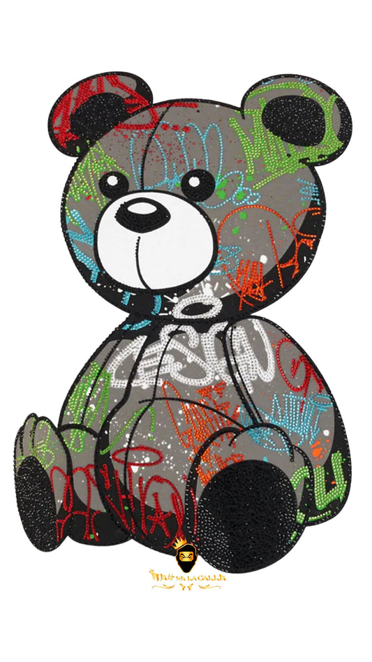 Camiseta Avenue George V París Blanca Pedrería Brillante Oso Colorido Rey De La Calle