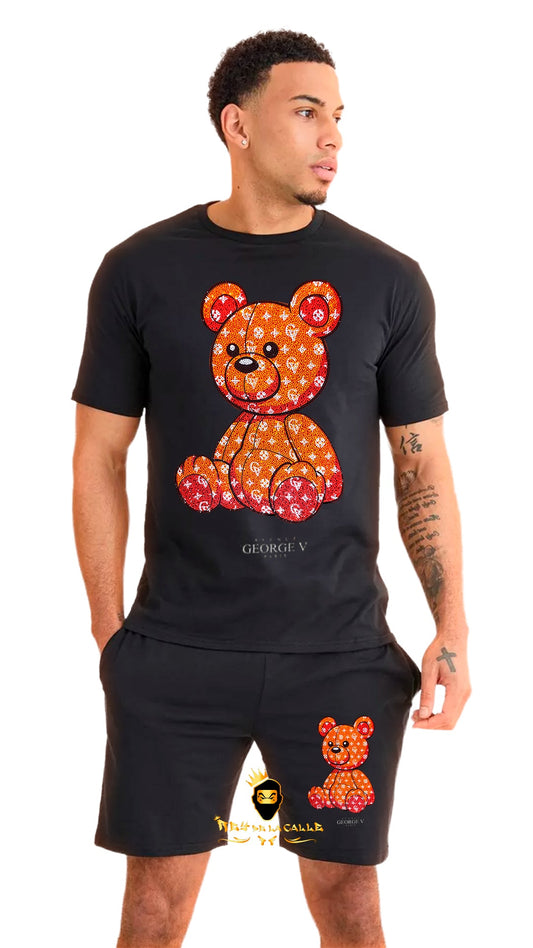 Conjunto Avenue George V Negro Oso Panda Naranja Rey De La Calle