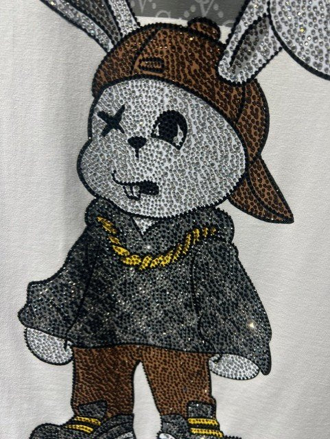 Conjunto Avenue George V Paris Blanco Pedrería Brillante Conejo - Rey De La Calle