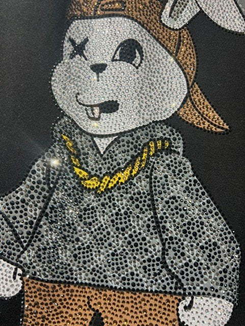 Conjunto Avenue George V Paris Negro Pedrería Brillante Conejo - Rey De La Calle