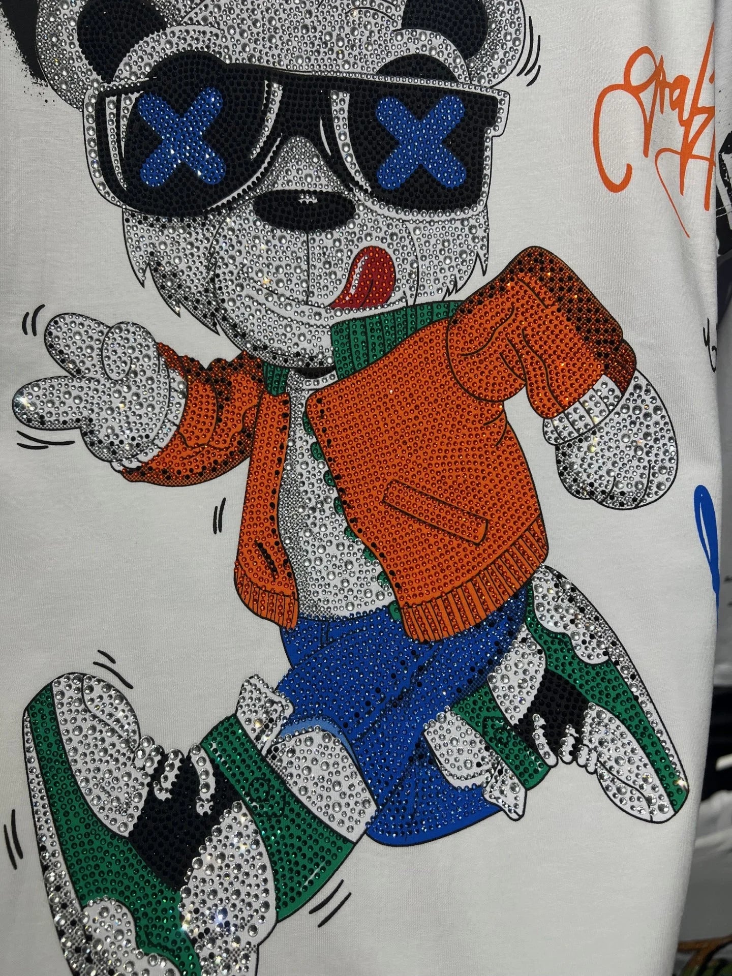 Conjunto Left Point Blanco Pedrería Brillante Oso Trust Nobody - Rey De La Calle