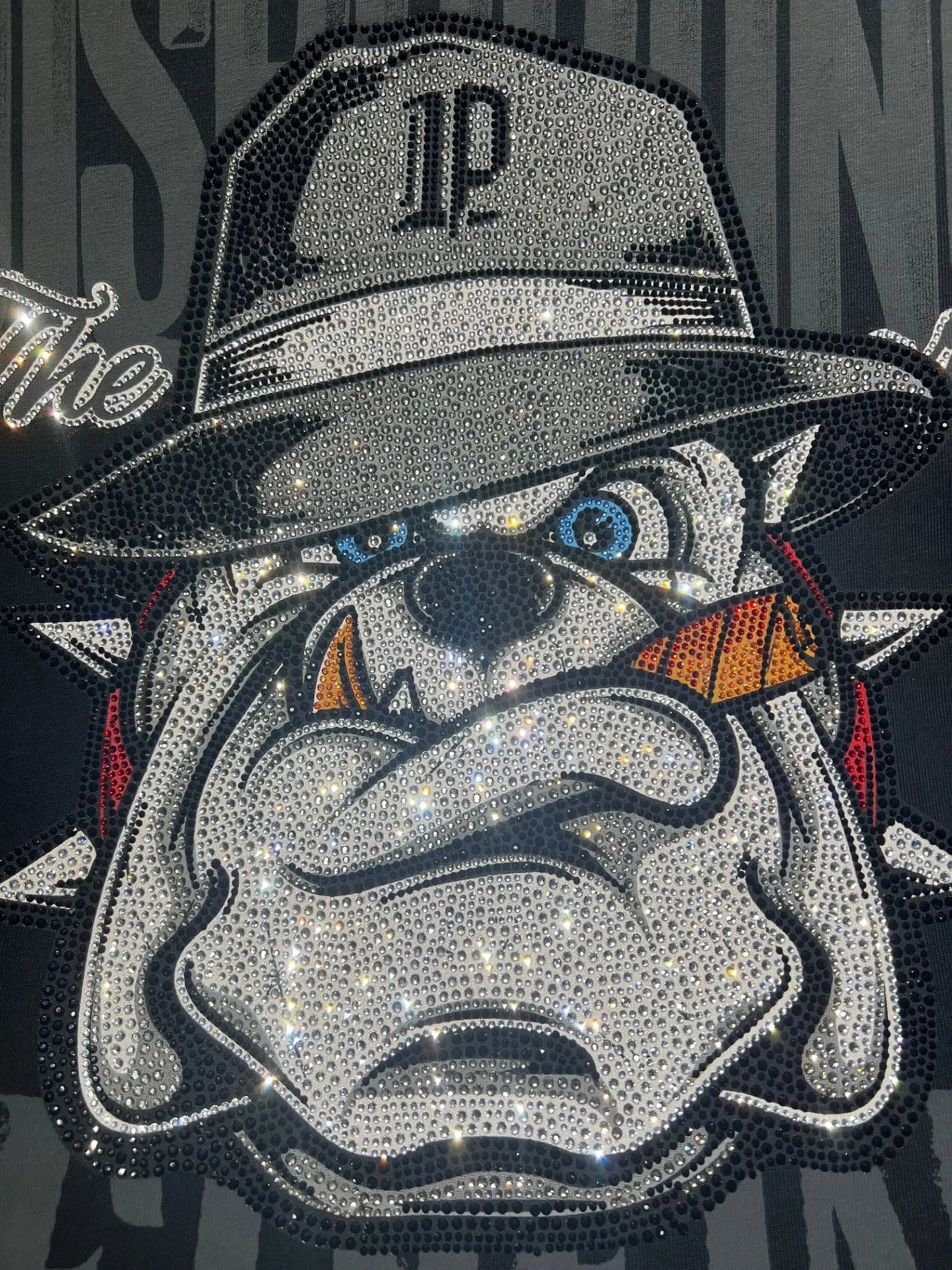 Conjunto Left Point Negro Pedrería Brillante Bulldog - Rey De La Calle