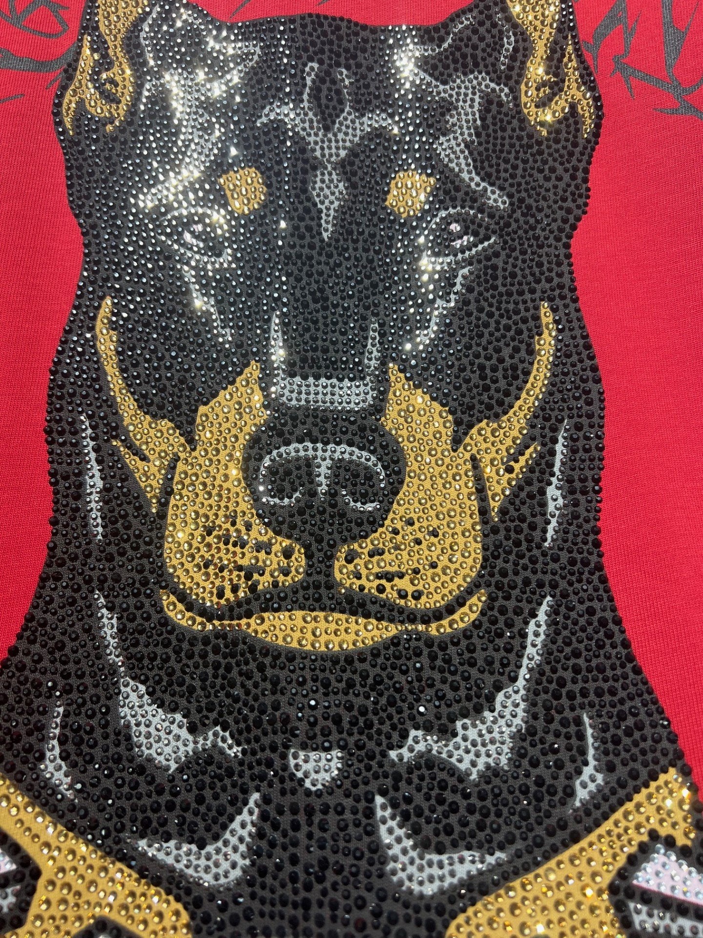 Conjunto Left Point Rojo Pedrería Brillante Dobermann - Rey De La Calle