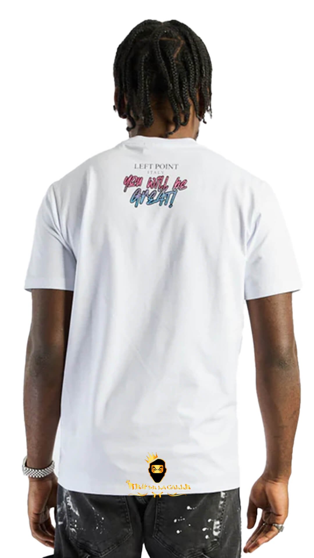 Camiseta Left Point Blanca Pedrería Brillante Oso Good