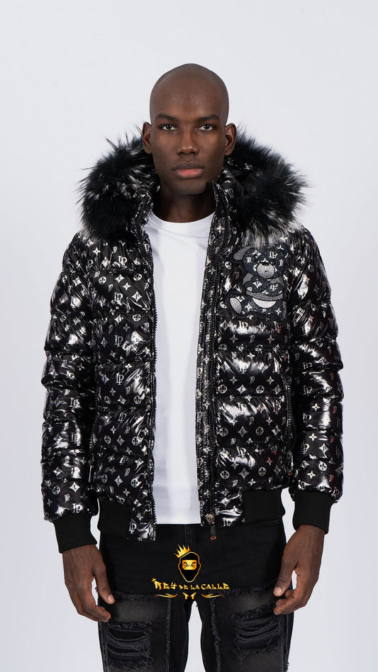 Chaqueta Left Point Negra Pedrería Brillante Oso  Negro Gorra Rey De La Calle