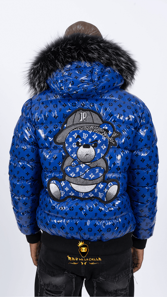 Chaqueta Left Point Azul Pedrería Brillante Oso Azul Gorra Mi tienda