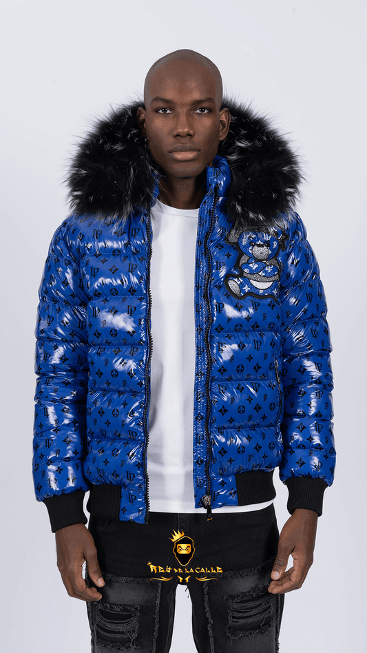 Chaqueta Left Point Azul Pedrería Brillante Oso Azul Gorra Mi tienda