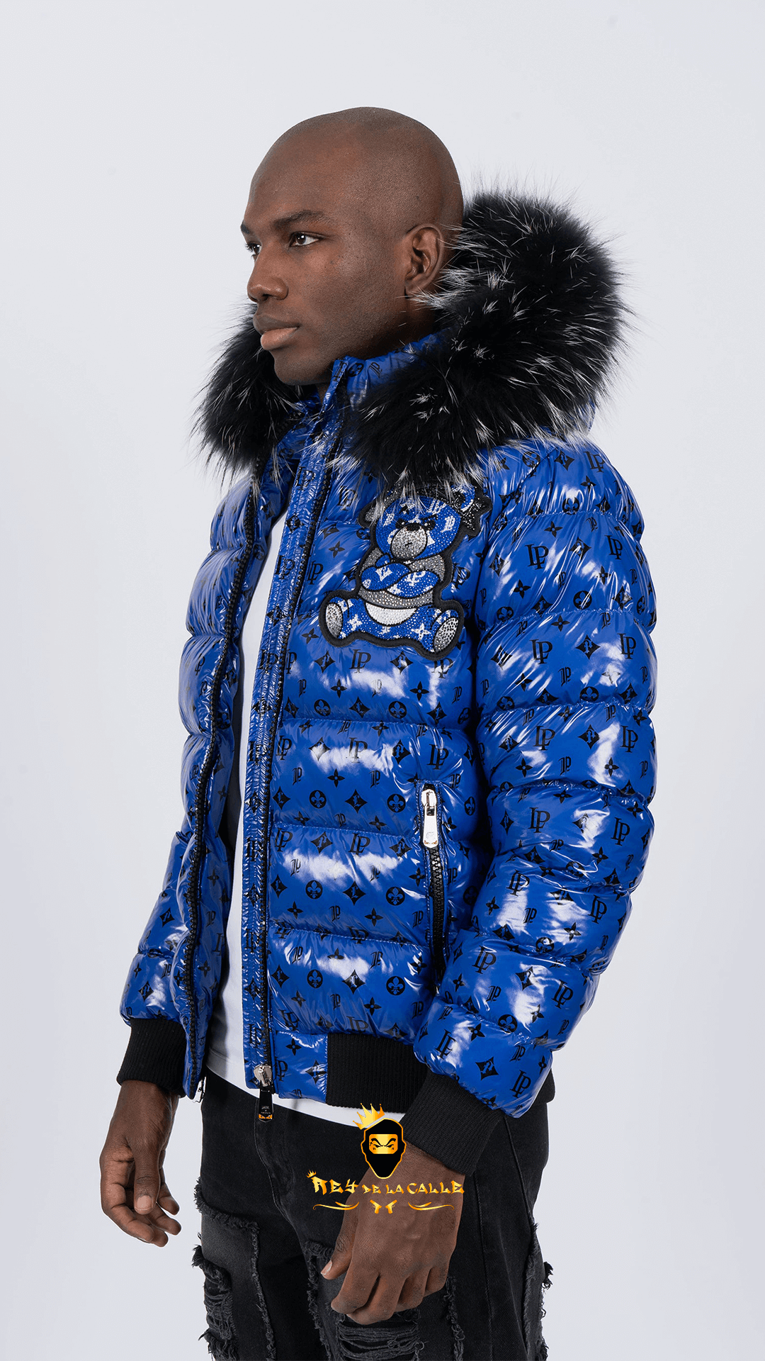Chaqueta Left Point Azul Pedrería Brillante Oso Azul Gorra Mi tienda