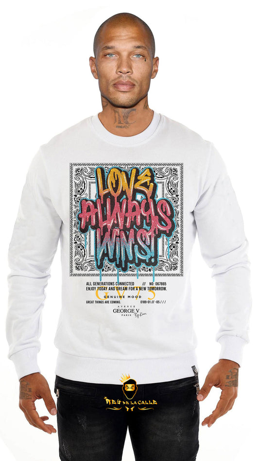 SUDADERA AVENUE GEORGE V PARIS LOVE ALWAYS WINS NEGRA Rey De La Calle