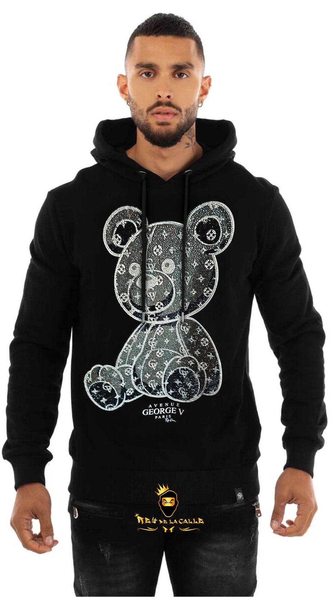 SUDADERA AVENUE GEORGE V PARIS NEGRA DE OSITO CLASSIC Rey De La Calle