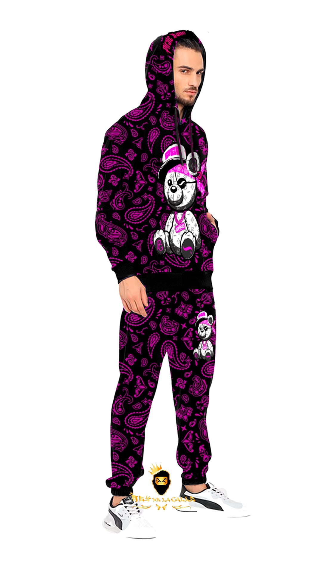 CONJUNTO PIRATE GANG PÀRIS CON OSITO, COLOR NEGRO DE BANDANA ROSA Rey De La Calle