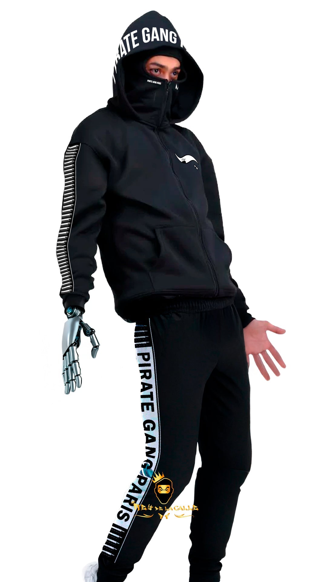 CONJUNTO PIRATE GANG PÀRIS CON HOODIE BALACLAVA, COLOR NEGRO Rey De La Calle