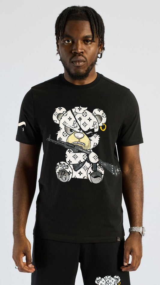 CAMISETA PIRATE GANG PARIS NEGRA OSITO BLANCO AK47 Rey De La Calle