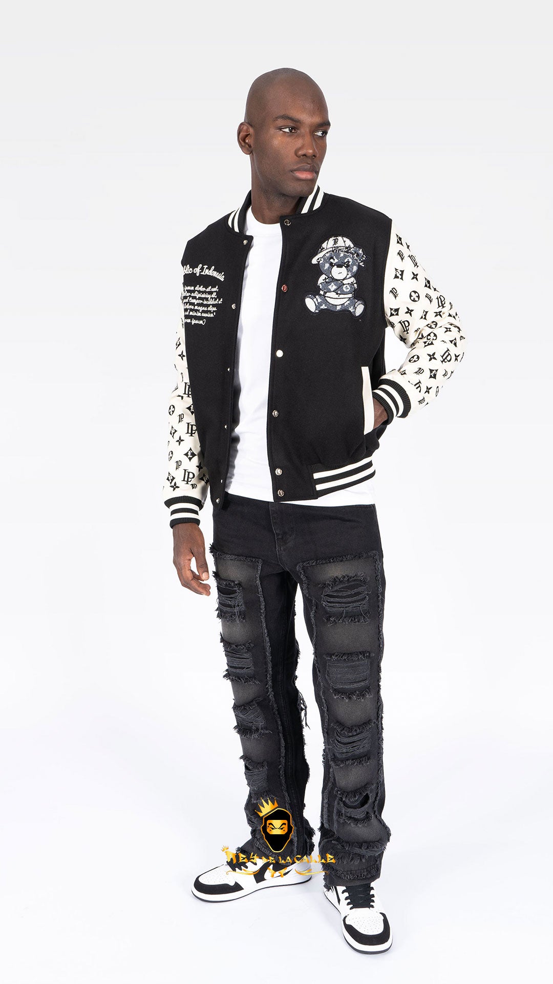 CHAQUETA COLLEGE OSITO NEGRA Rey De La Calle