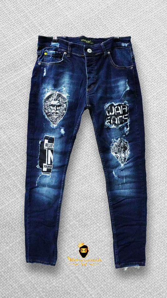 VAQUERO CON PARCHES AZUL Rey De La Calle