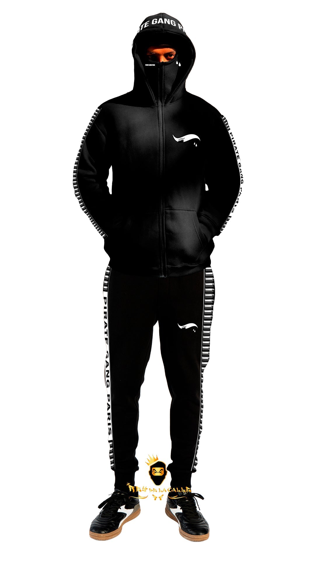 CONJUNTO PIRATE GANG PÀRIS CON HOODIE BALACLAVA, COLOR NEGRO Rey De La Calle