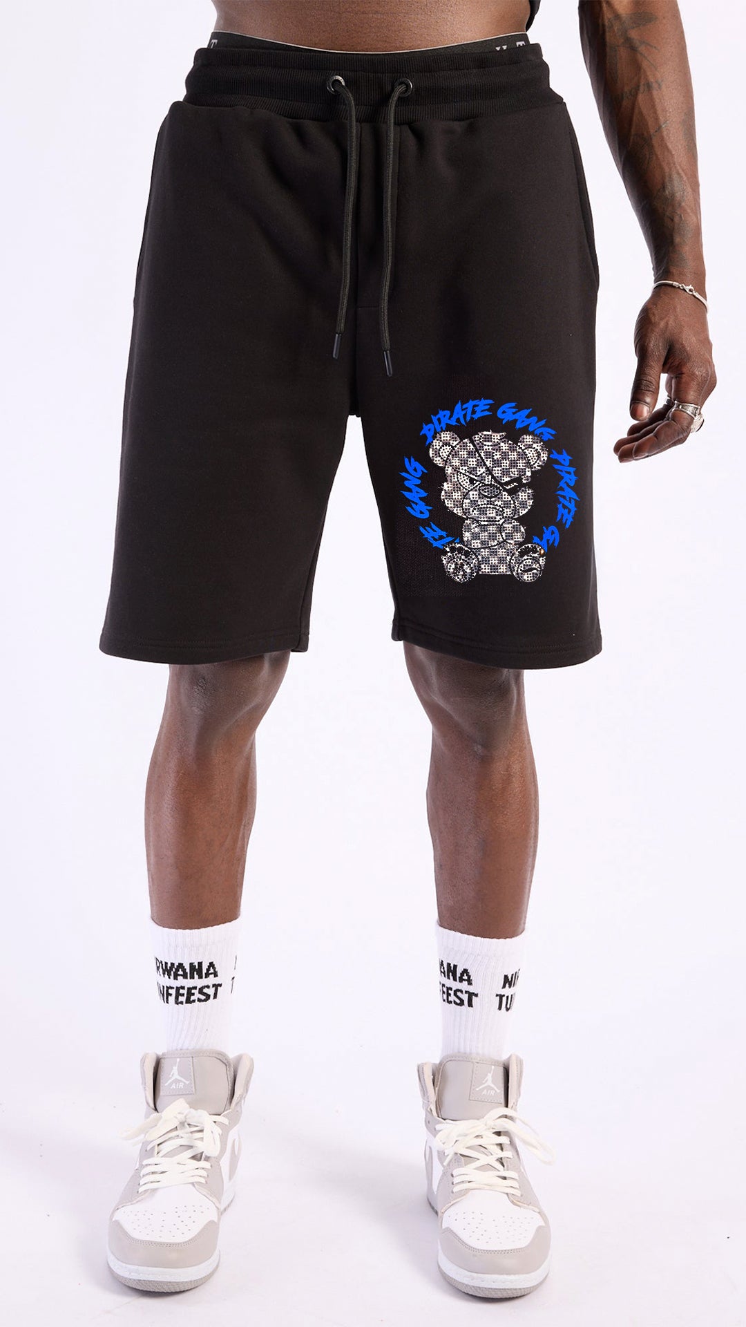 Conjunto Pirate Gang París Negro Pedrería Brillante Oso Cuadriculado