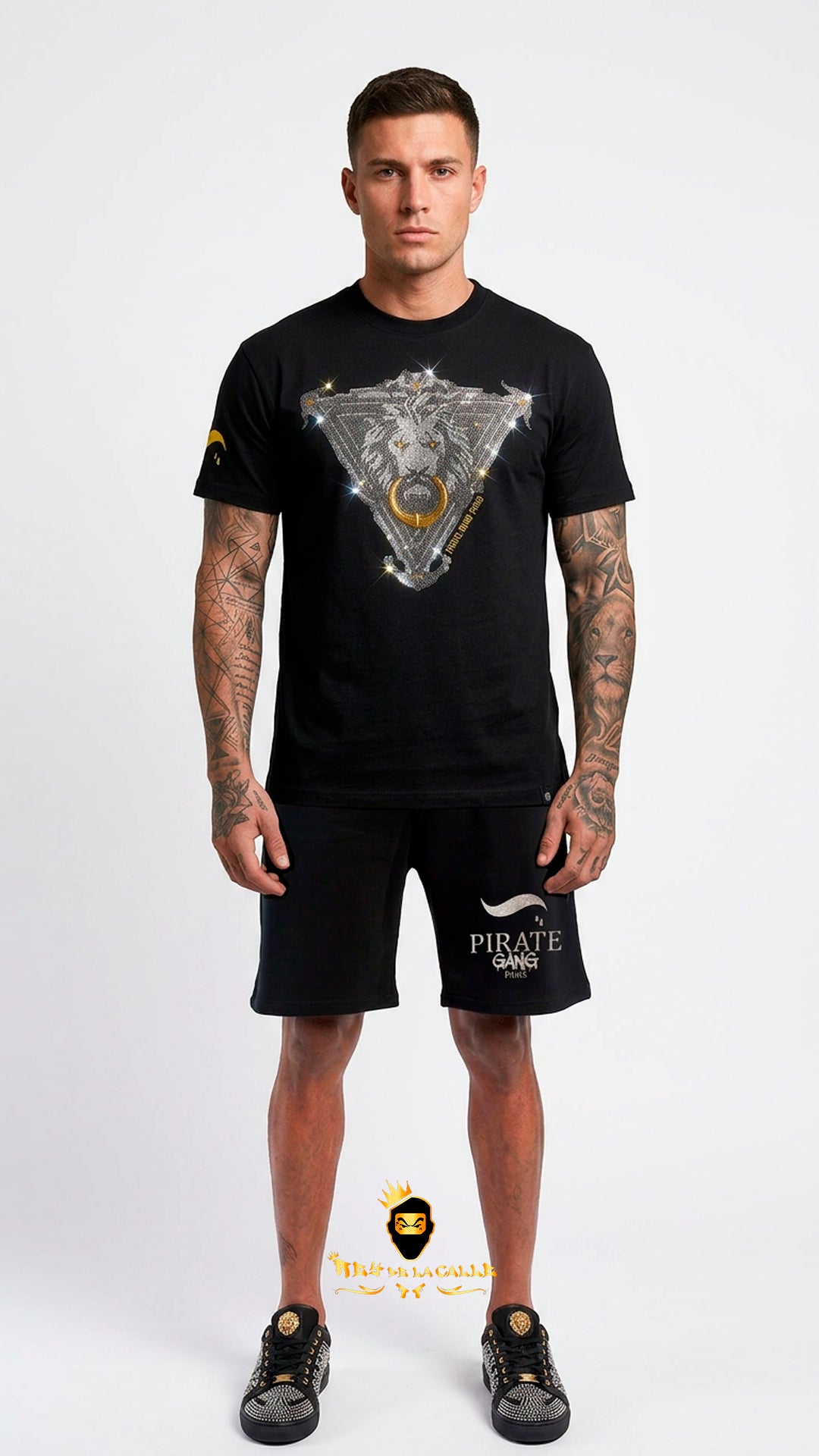 Conjunto  Pirate Gang París León Negra Camiseta Pirate Gang Paris  Oversize  | Streetwear
