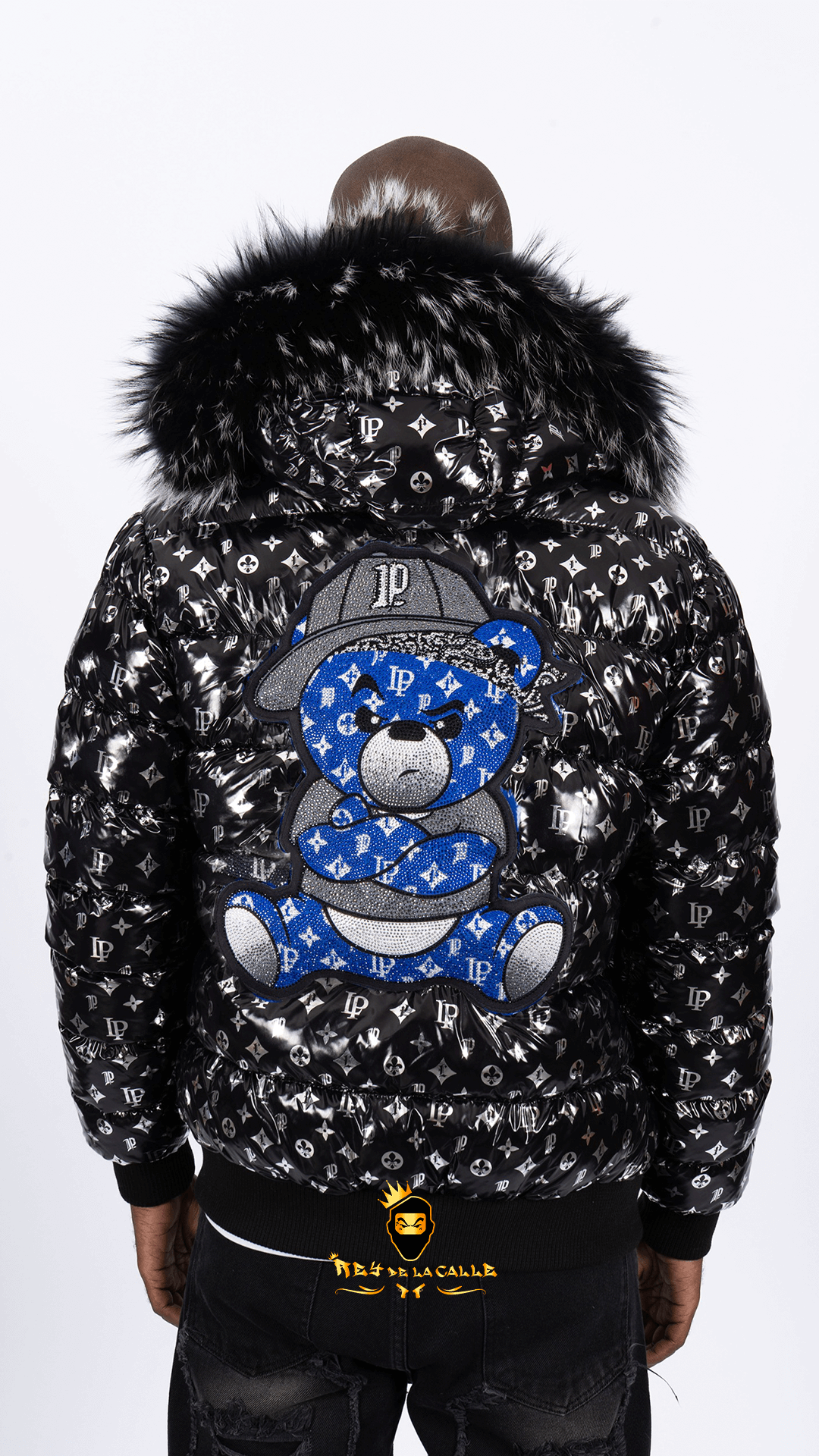 Chaqueta Left Point Negra Pedreria Brillante Oso Azul Gorra Mi tienda