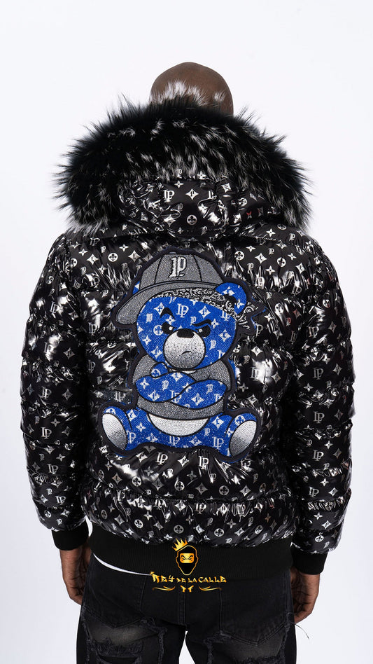 Chaqueta Left Point Negra Pedrería Brillante Oso  Rojo Gorra Rey De La Calle