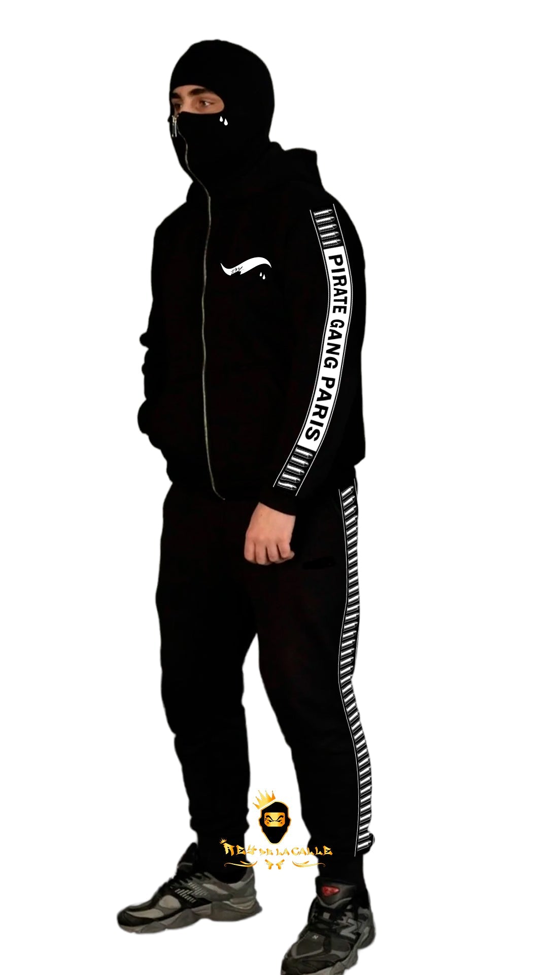 CONJUNTO PIRATE GANG PÀRIS CON HOODIE BALACLAVA, COLOR NEGRO Rey De La Calle