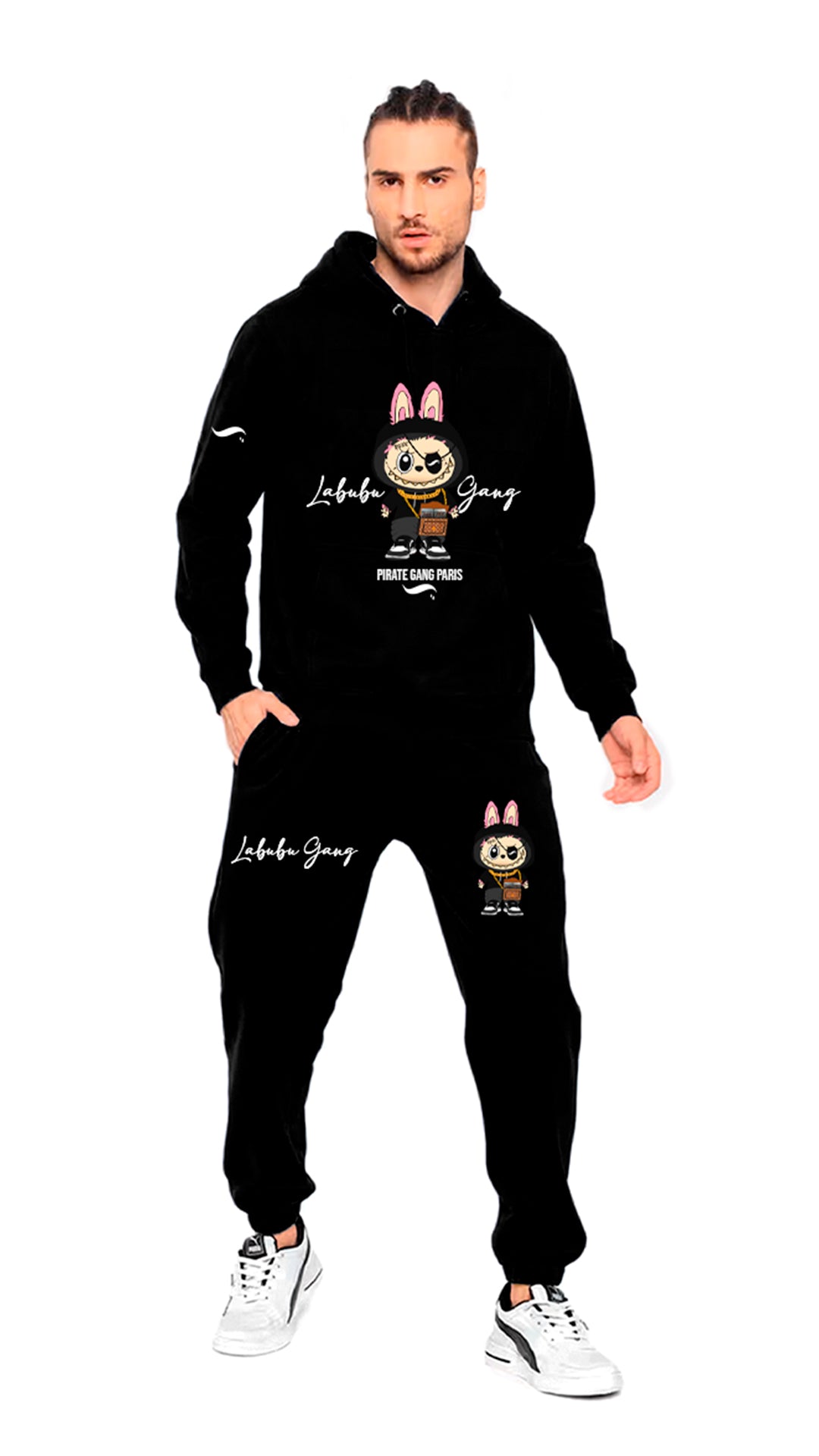 Conjunto de Chándal Negro Pirate Gang Paris Labubu Gang con Capucha – En Oferta