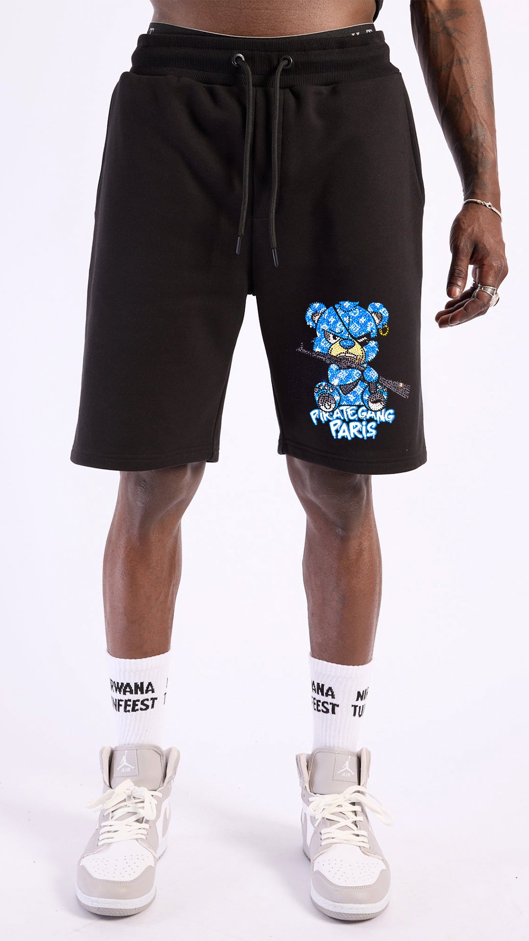 Conjunto Pirate Gang París Negro Pedrería Brillante Oso Azul Ak47
