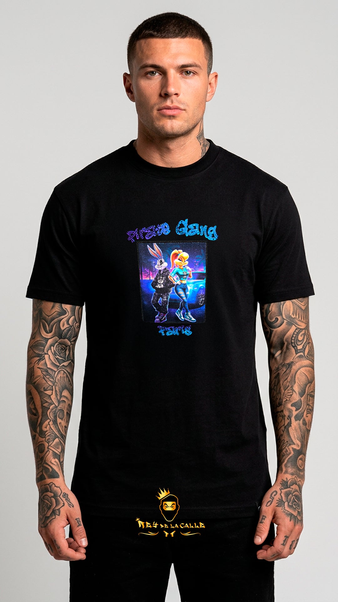 Camiseta Pirate Gang Bugs Bunny y Lola Bunny Negra  | Streetwear