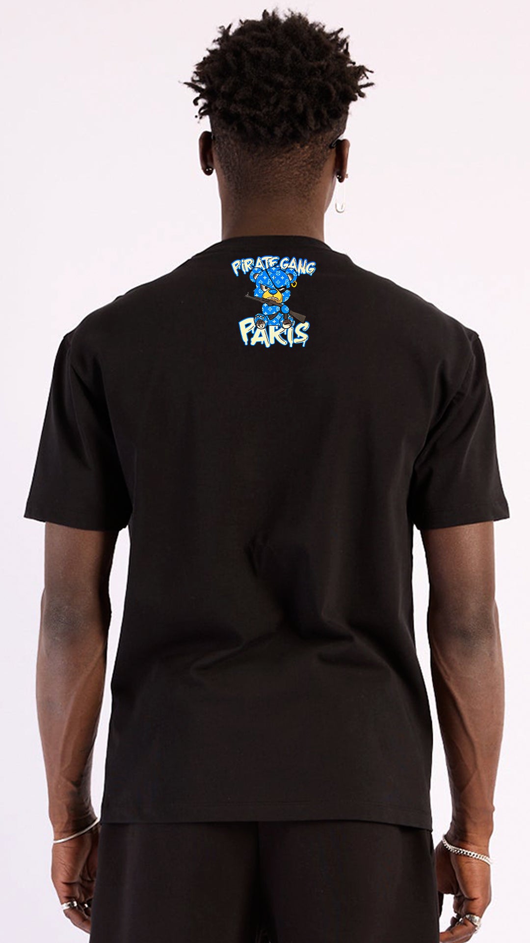 Conjunto Pirate Gang París Negro Pedrería Brillante Oso Azul Ak47