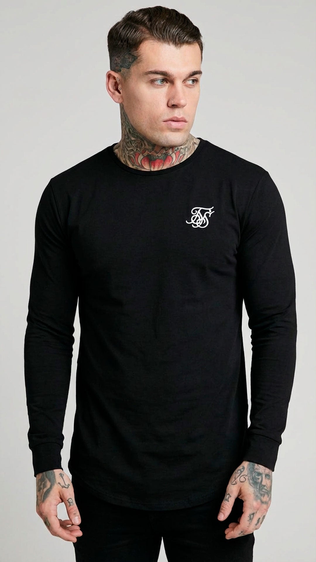 CAMISETA DE MANGA LARGA SIKSILK COLOR NEGRO Rey De La Calle