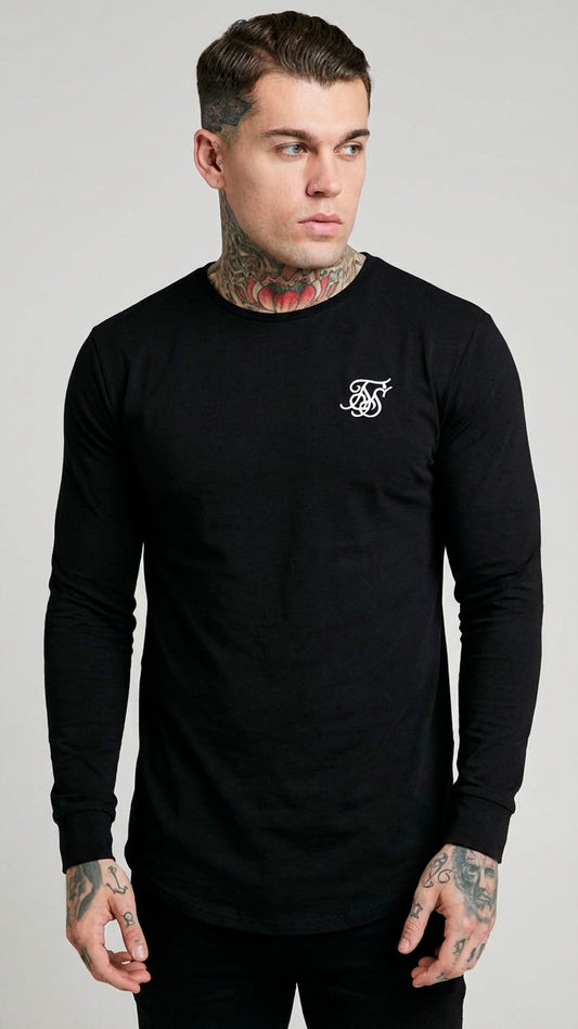 CAMISETA DE MANGA LARGA SIKSILK COLOR NEGRO Rey De La Calle