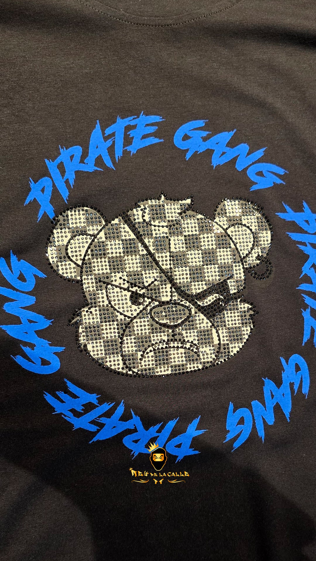 Conjunto Pirate Gang París Negro Pedrería Brillante Oso Cuadriculado