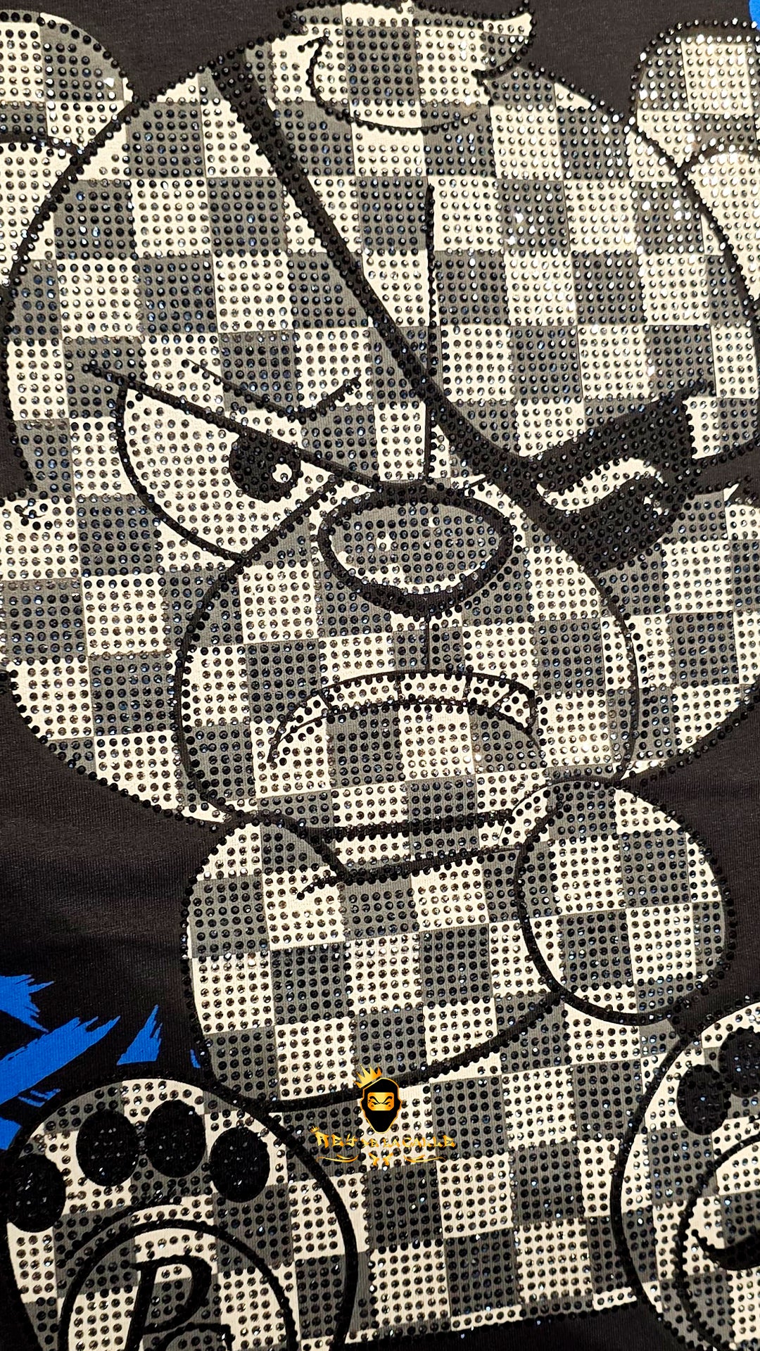 Conjunto Pirate Gang París Negro Pedrería Brillante Oso Cuadriculado