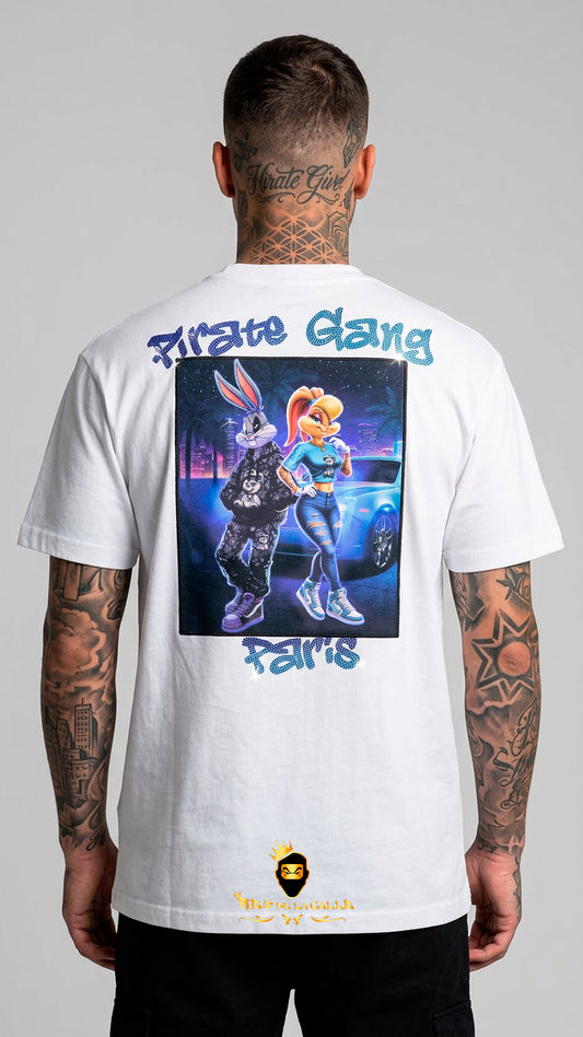 Camiseta Pirate Gang París  Bugs Bunny y Lola Bunny Blanca