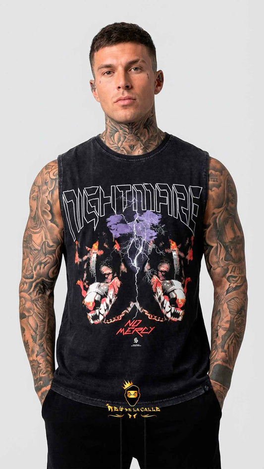 Camiseta de Tirantes Negra Nightmare con Diseño de Perros Guardián y Rayo